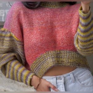 Urban Outfitters Lennon Cropped Mock Neck Sweater With Oversized Drop Shoulders